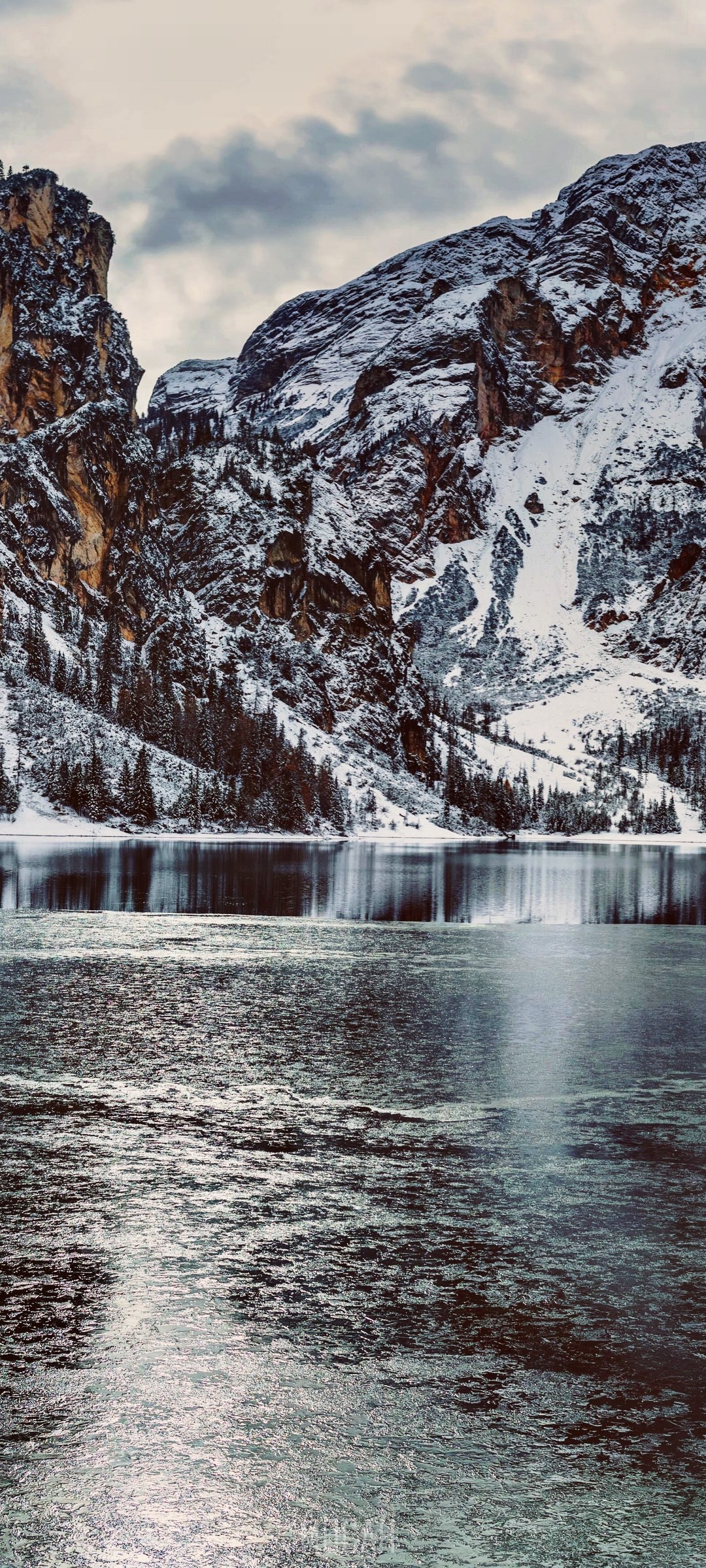 Snowy Mountains and Frozen Lake HD Phone Wallpaper