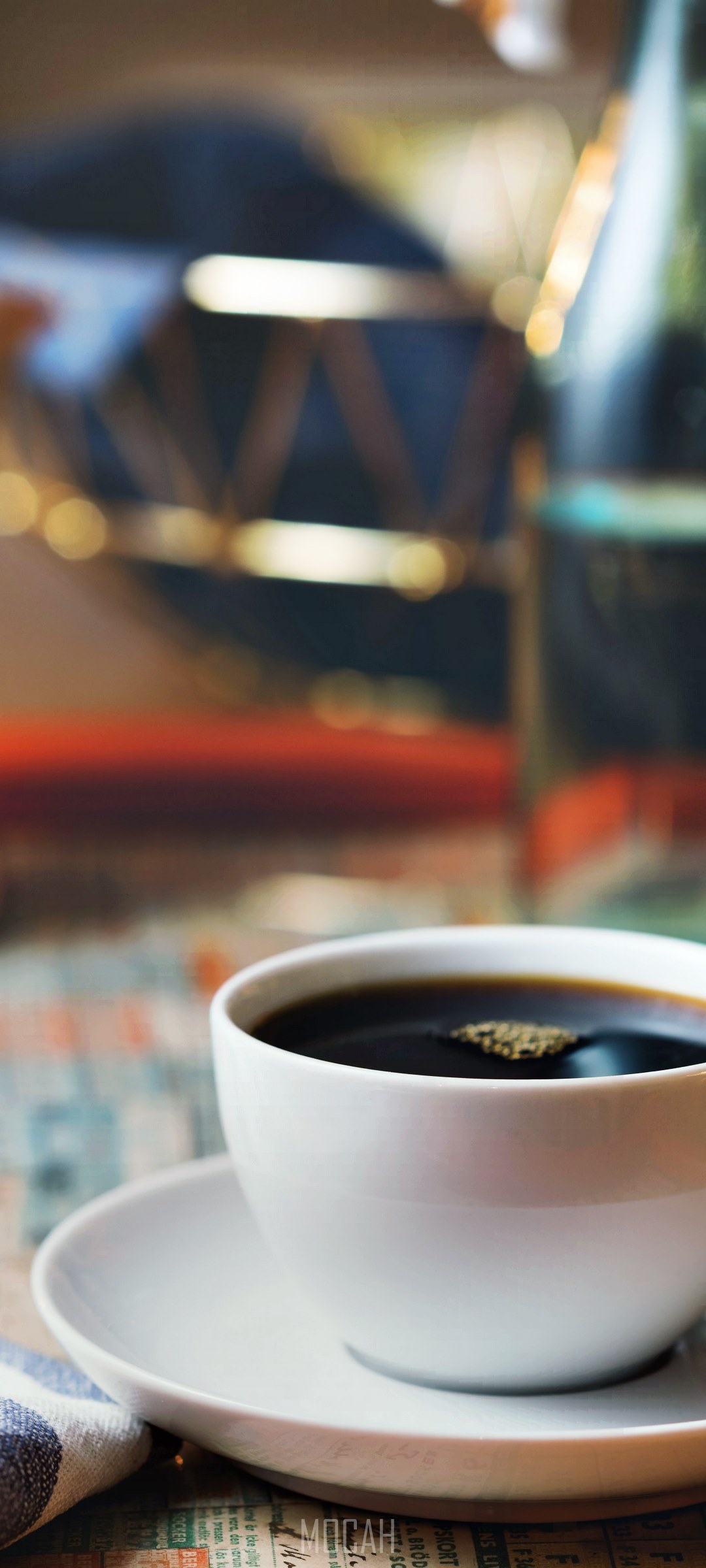 Mocha coffee in a white cup on a saucer HD Phone Wallpaper