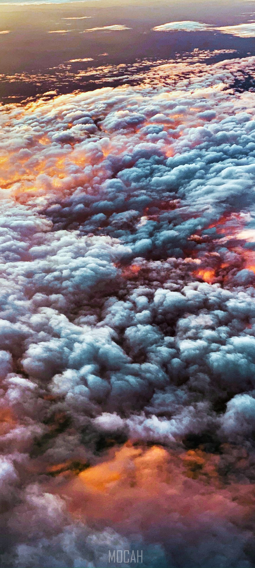 Clouds at sunset with orange and blue hues HD Phone Wallpaper