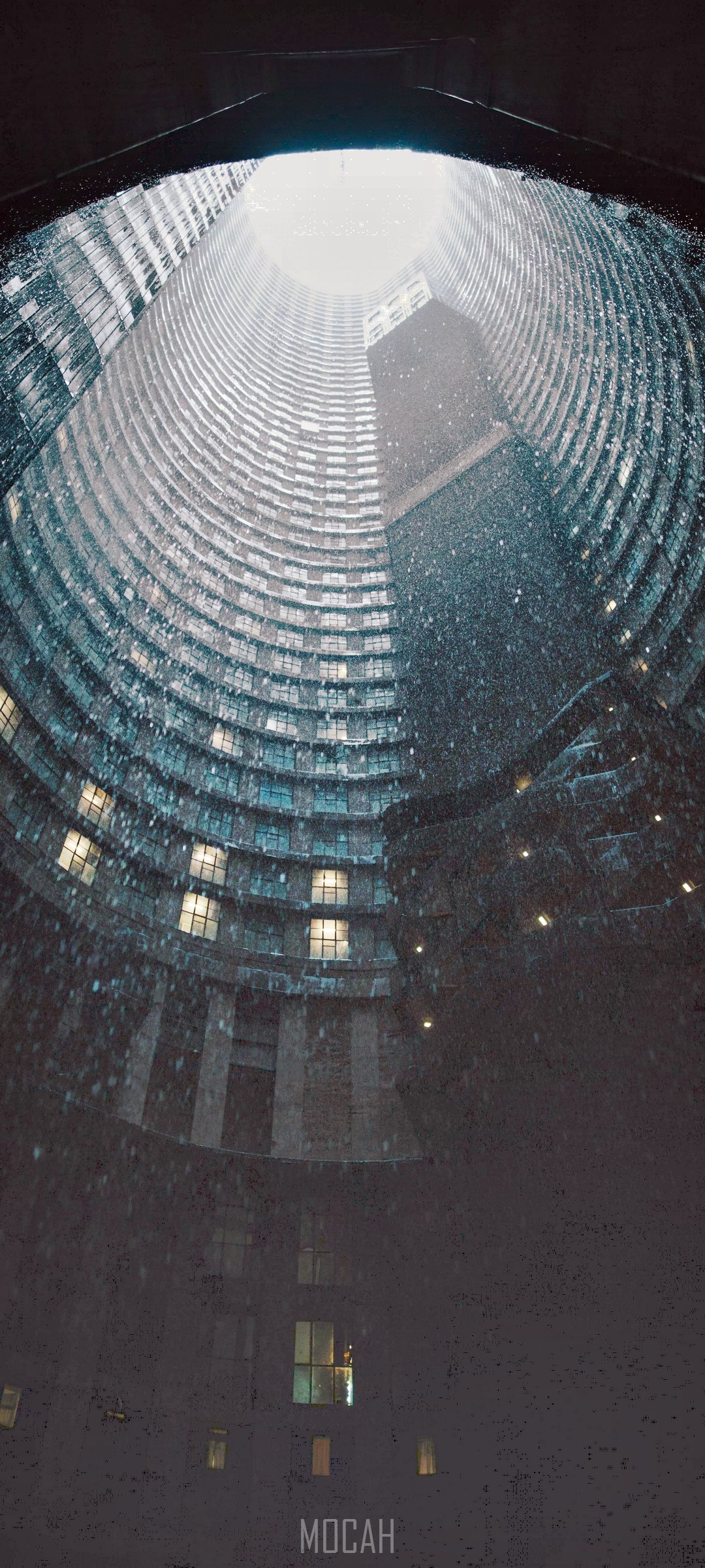 Ponte City Tower core during heavy rain HD Phone Wallpaper