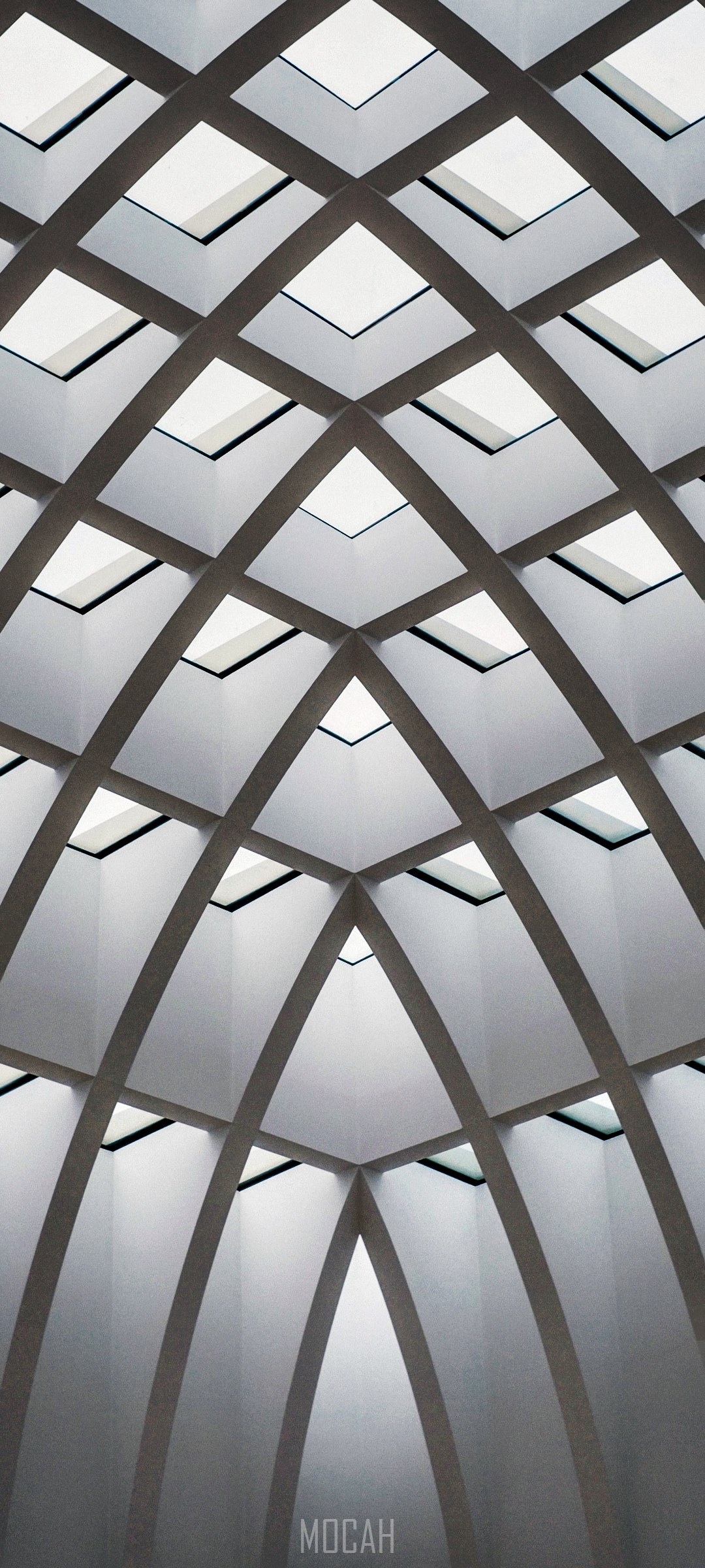 Modern architectural ceiling with skylights HD Phone Wallpaper