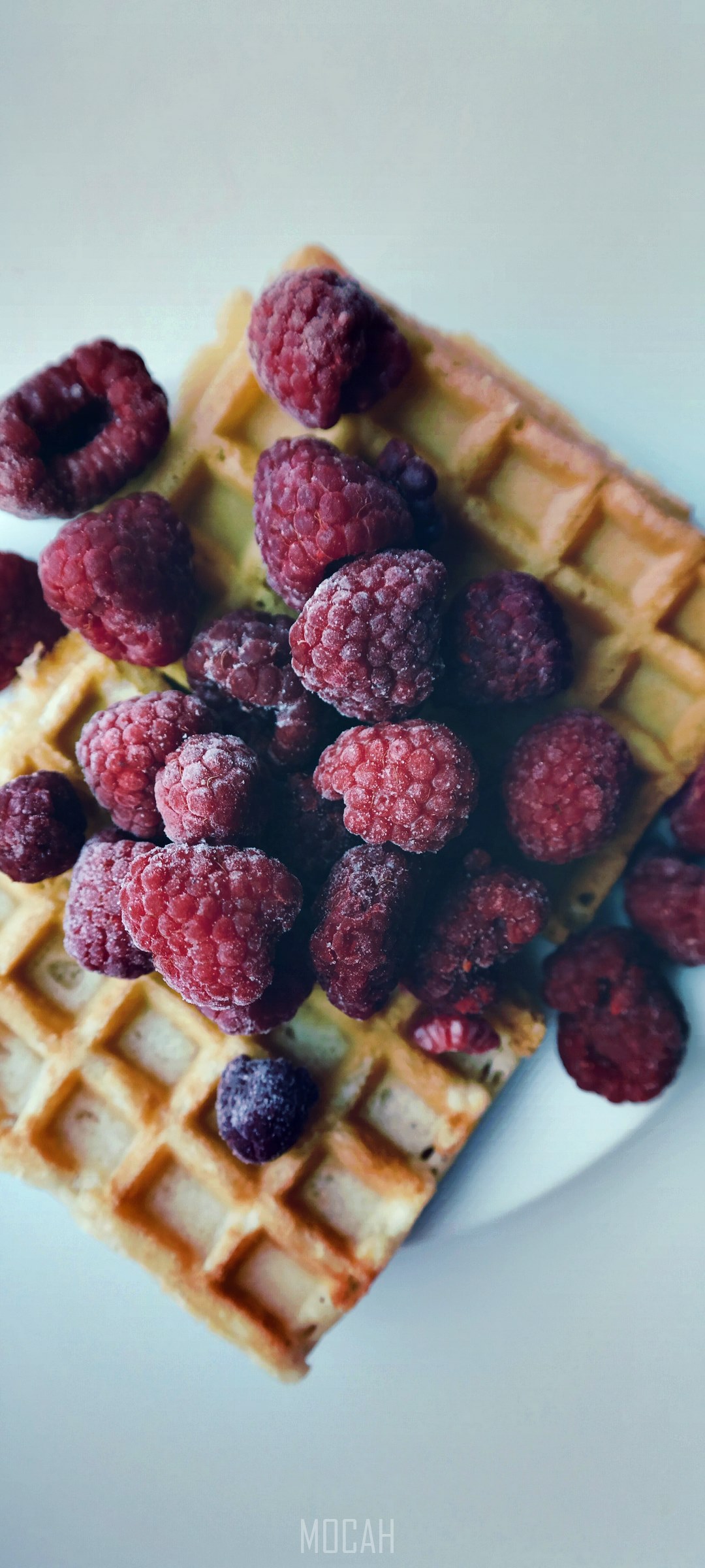 Raspberries on a waffle HD Phone Wallpaper
