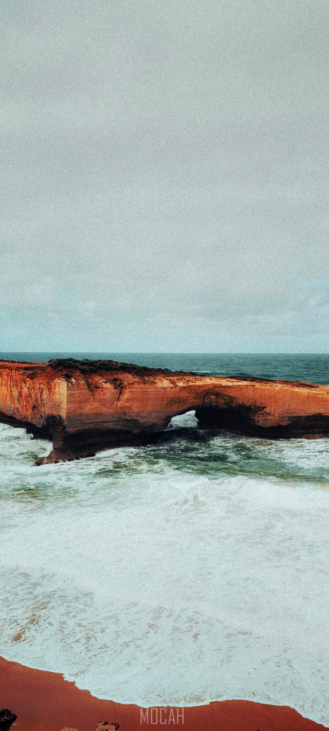 Rock Archway Overlooking Crashing Waves HD Phone Wallpaper