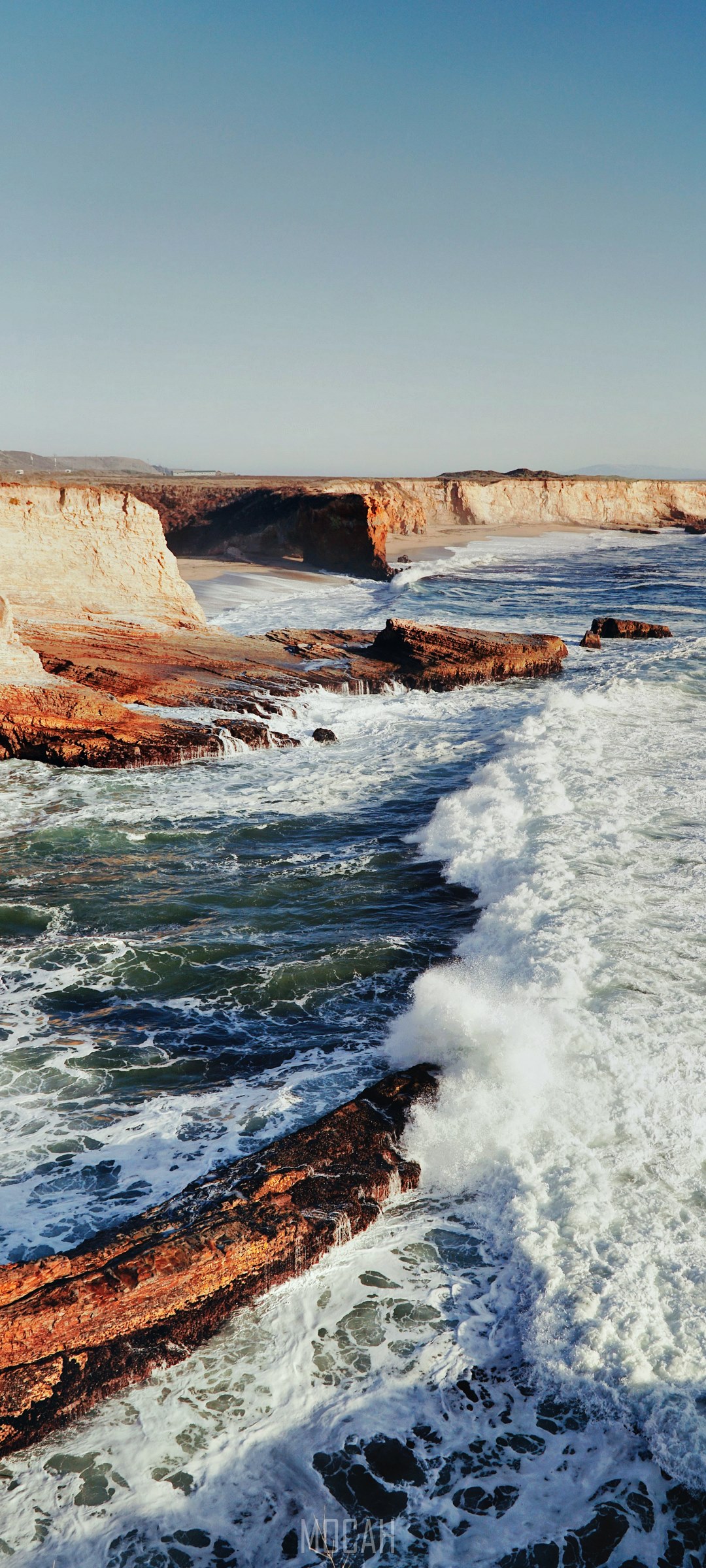 California Coastline with Waves Crashing on Rocks HD Phone Wallpaper