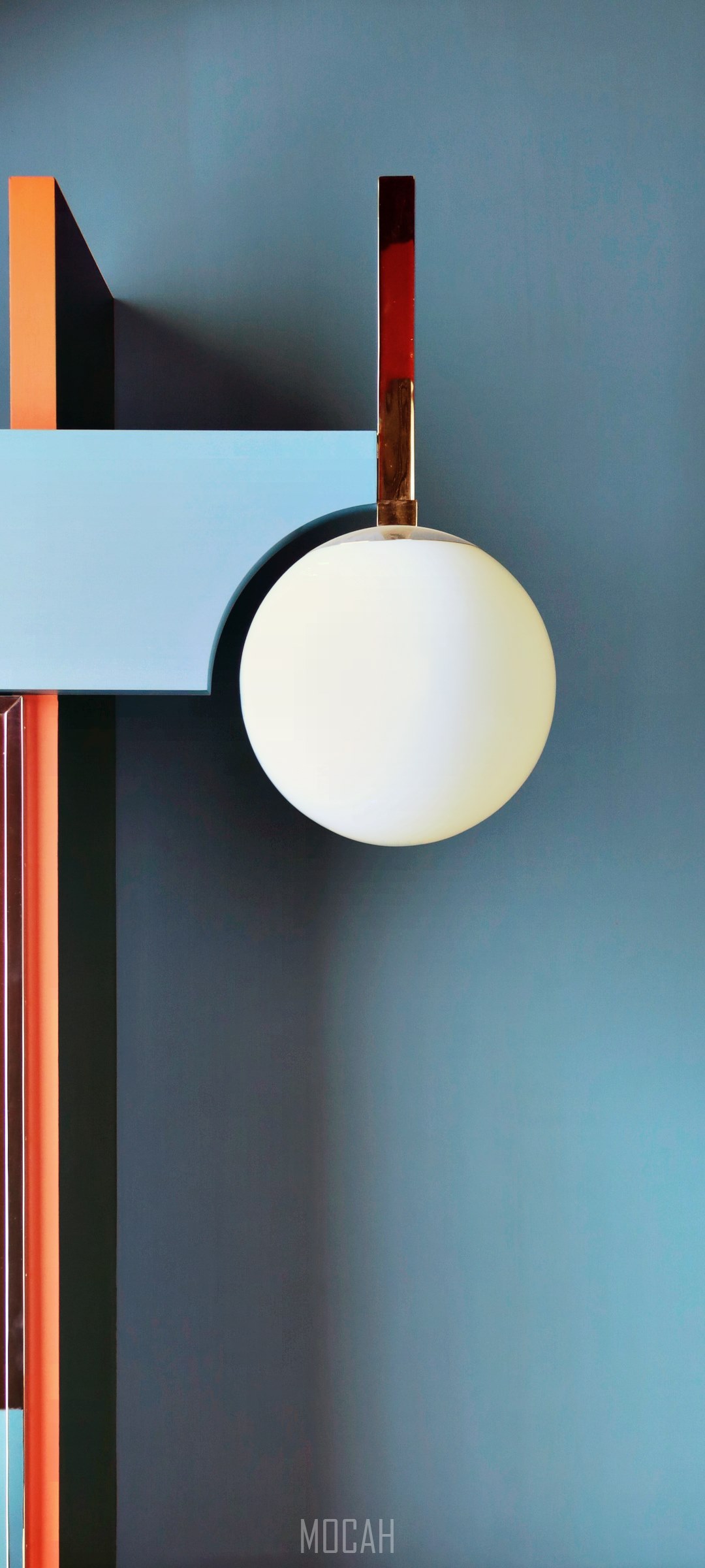 Abstract geometric sculpture with a globe light HD Phone Wallpaper