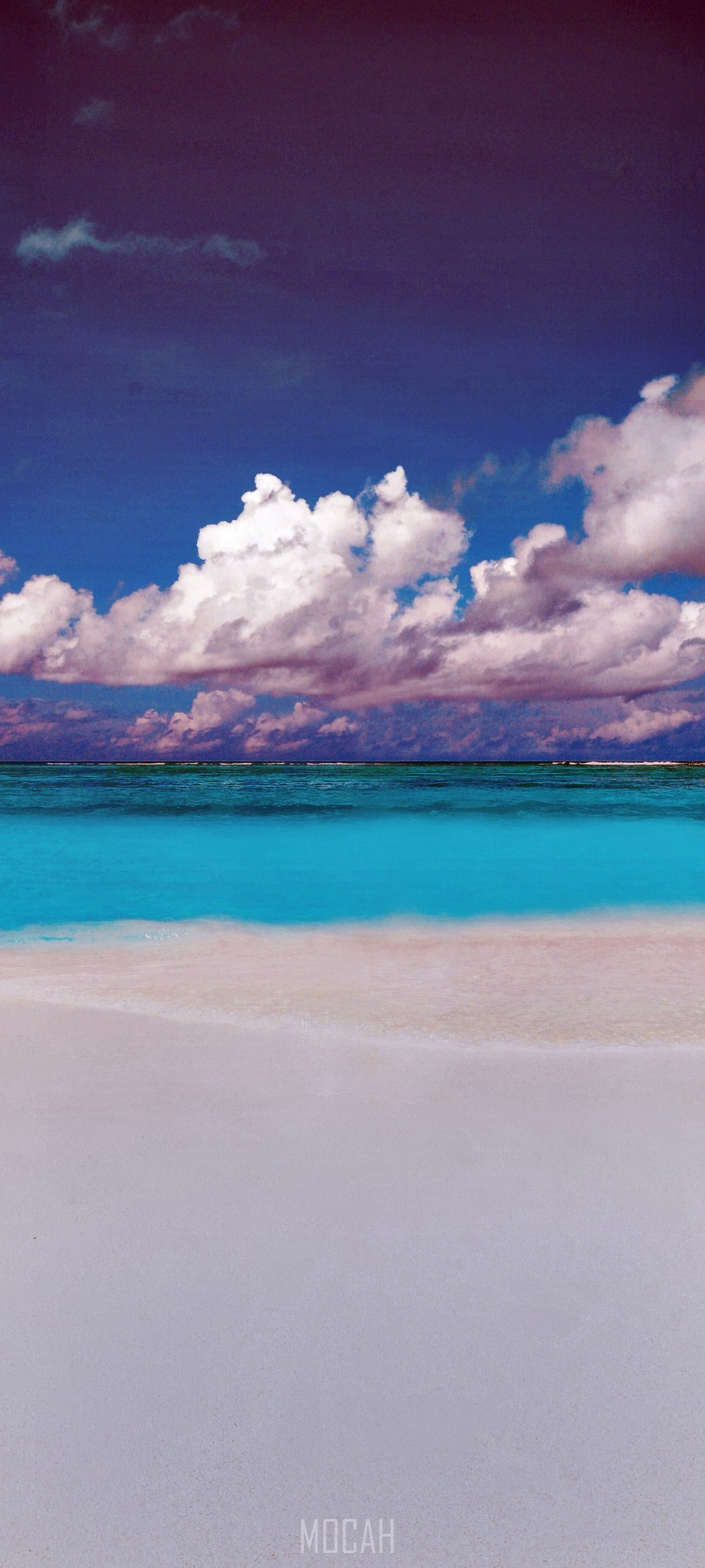Beach with turquoise water and clouds HD Phone Wallpaper