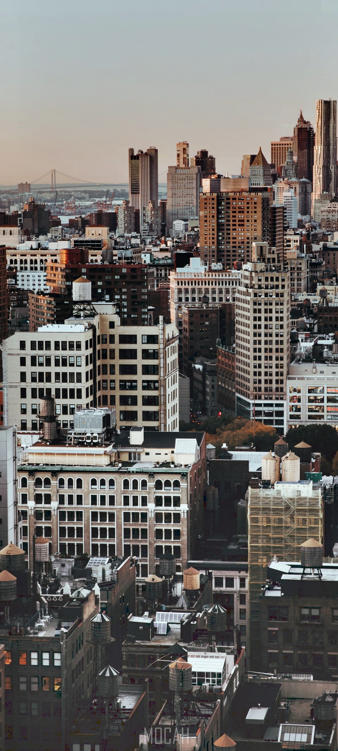 New York City Skyscraper Rooftops at Dusk HD Phone Wallpaper