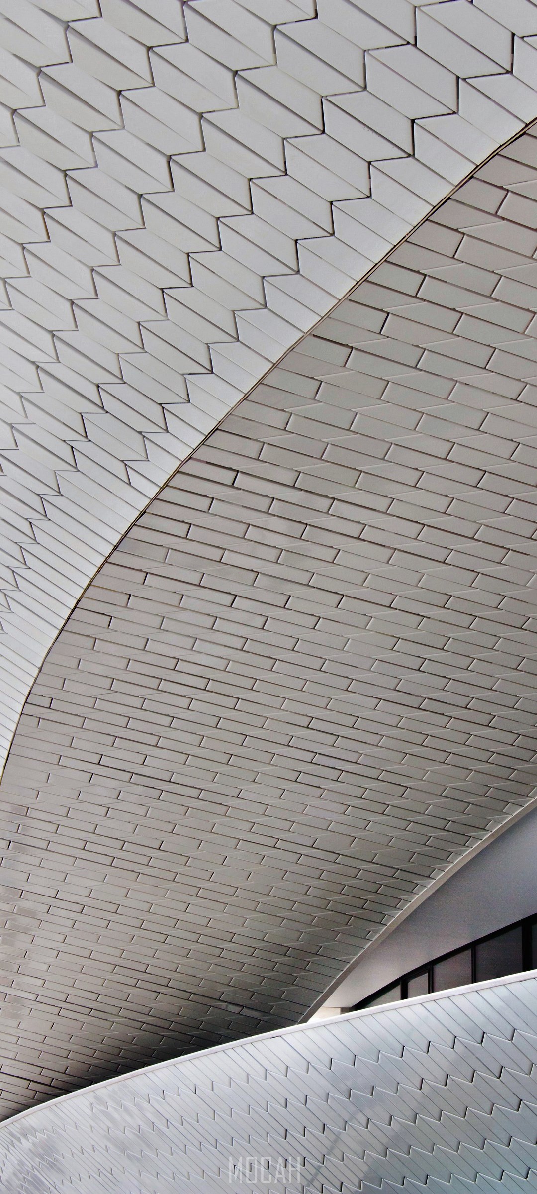 Abstract architectural detail of white tiled roof HD Phone Wallpaper