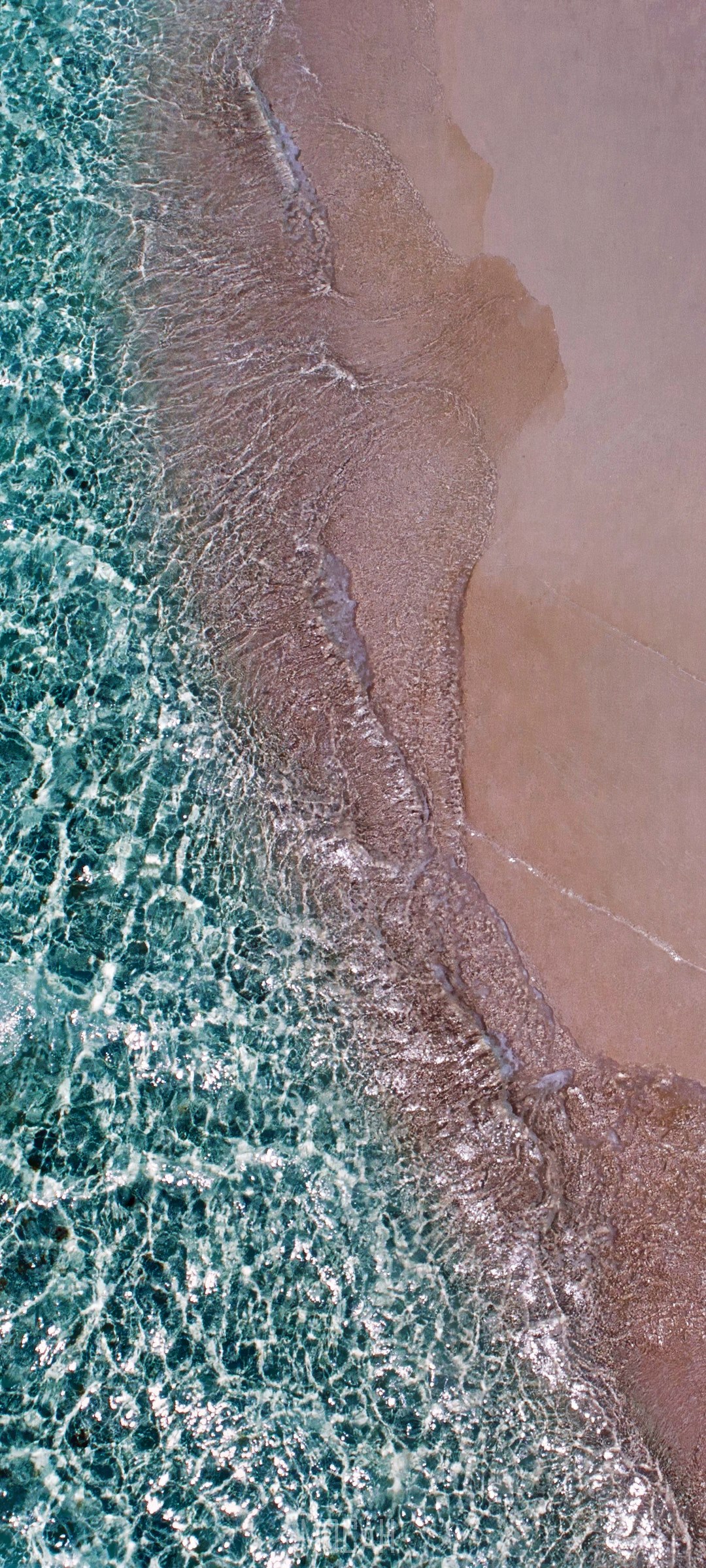 Aerial view of turquoise water and sandy beach HD Phone Wallpaper