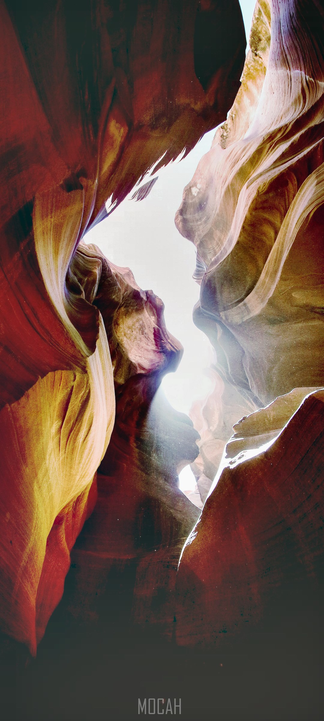 Antelope Canyon sandstone formations with light rays HD Phone Wallpaper
