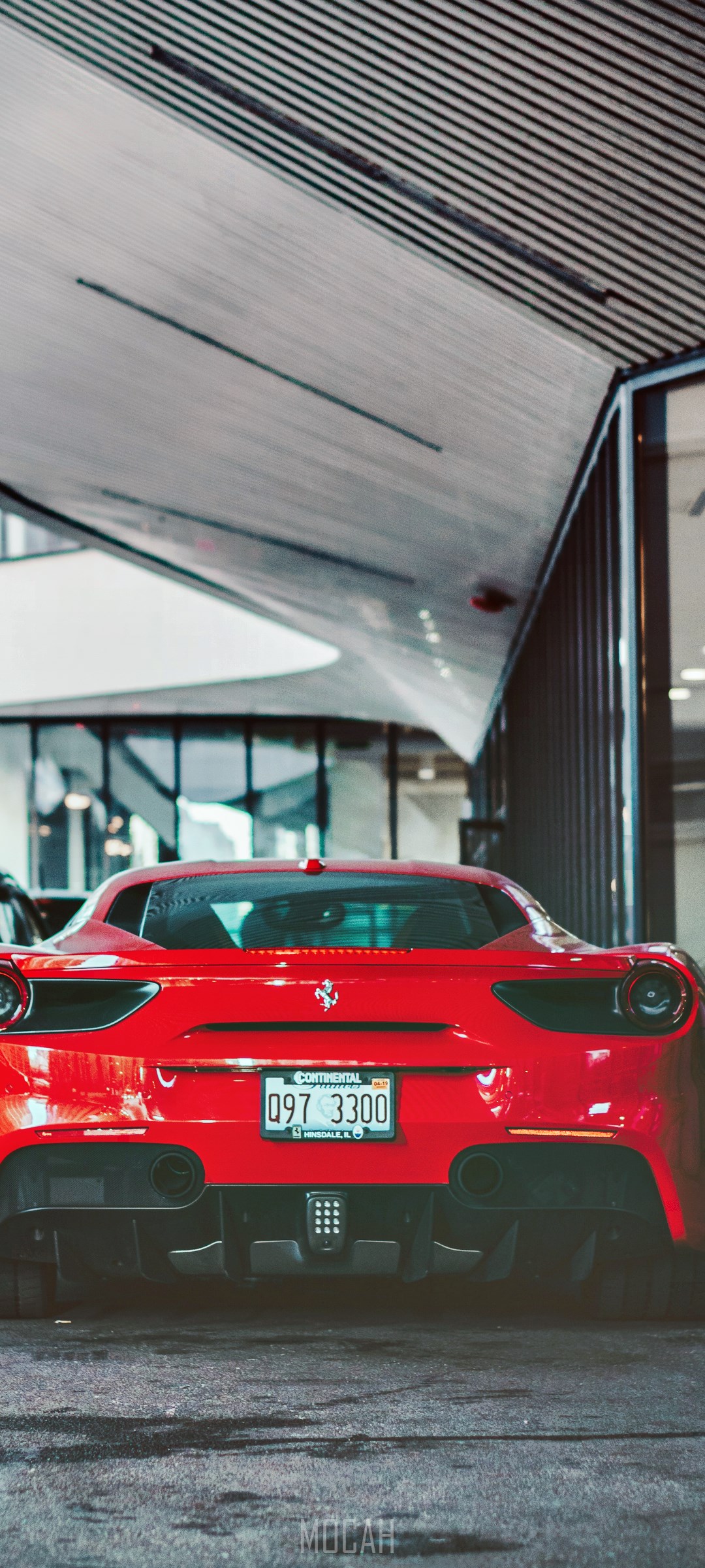Red Ferrari Sports Car Rear View HD Phone Wallpaper