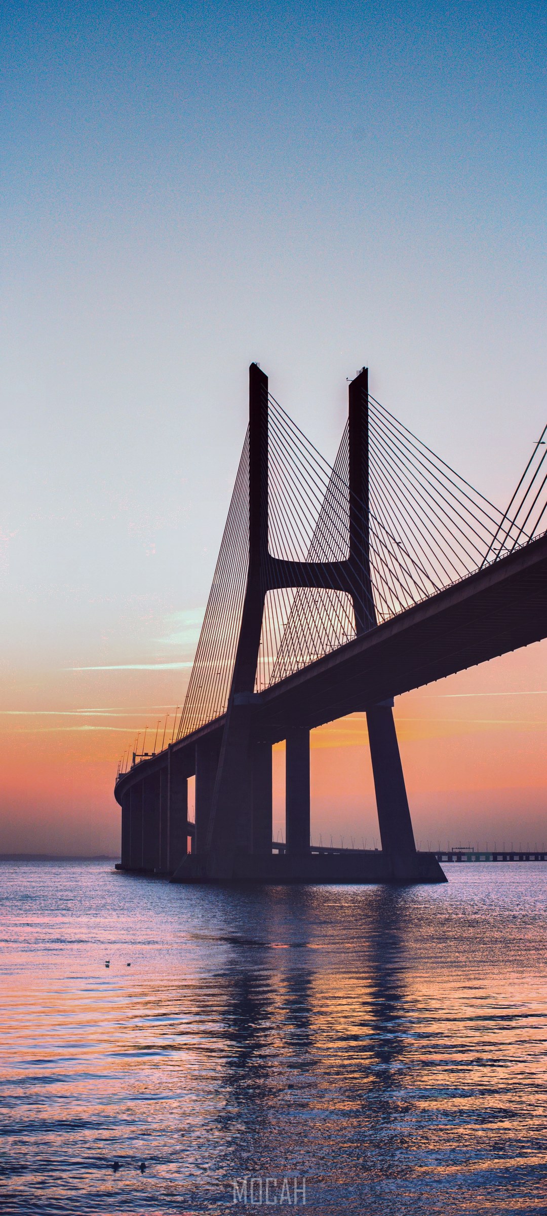 Vasco da Gama Bridge at sunrise HD Phone Wallpaper