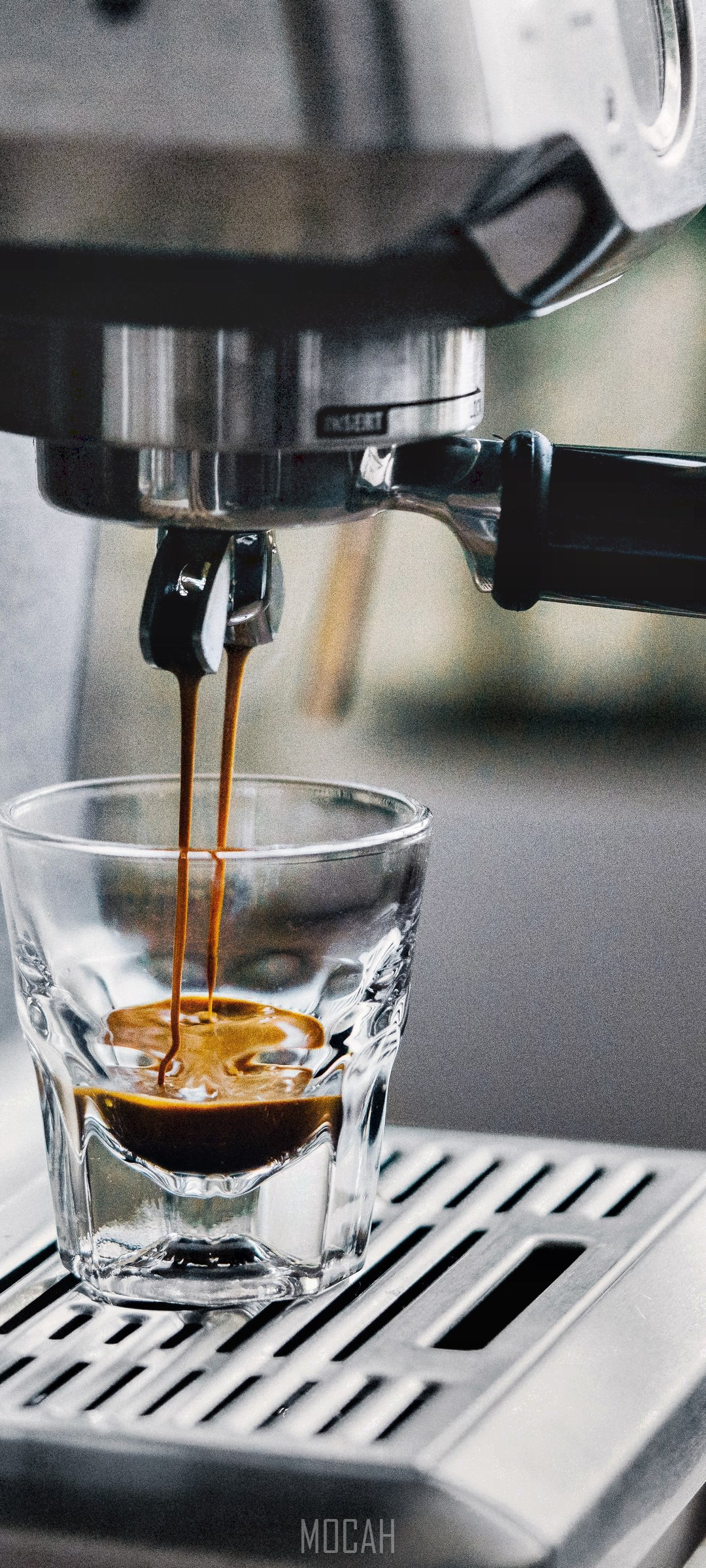 Espresso brewing into a clear shot glass HD Phone Wallpaper