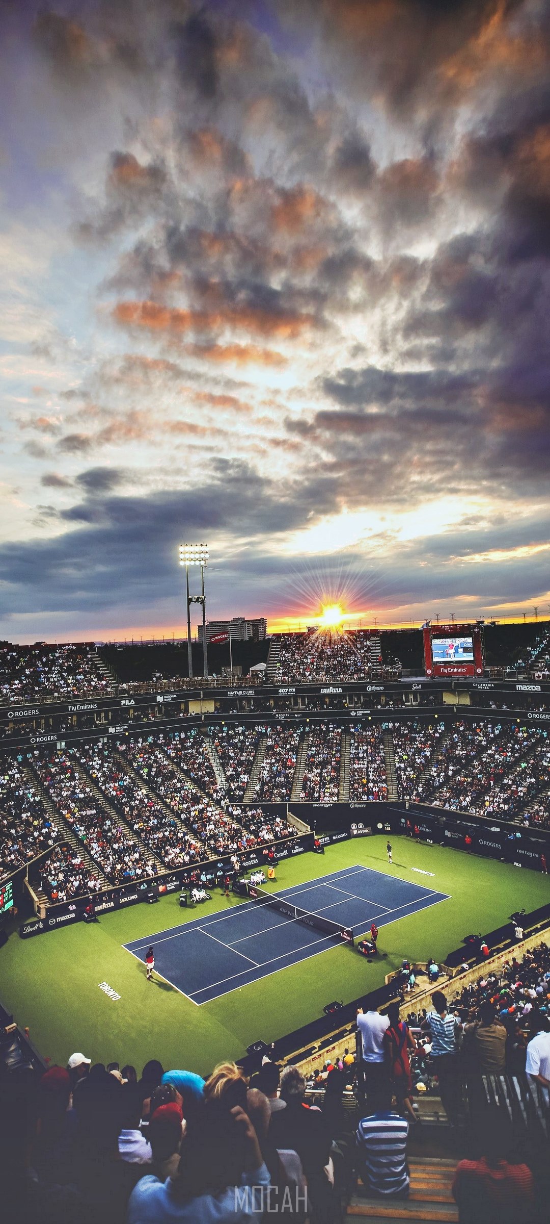 Tennis stadium at sunset HD Phone Wallpaper