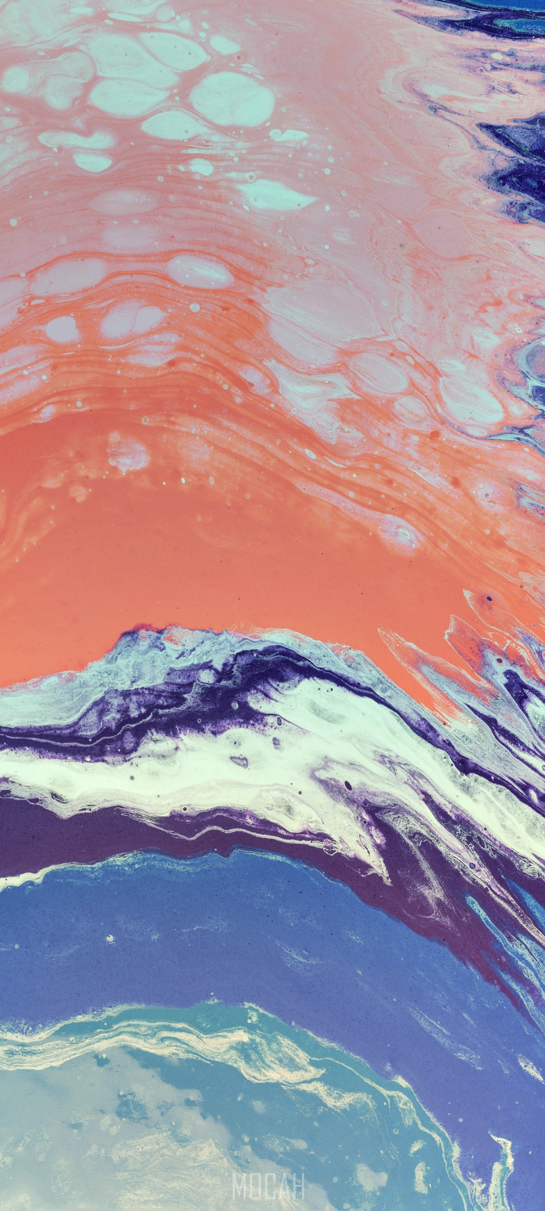 Abstract acrylic paint pour with pink, blue, and white colors HD Phone Wallpaper