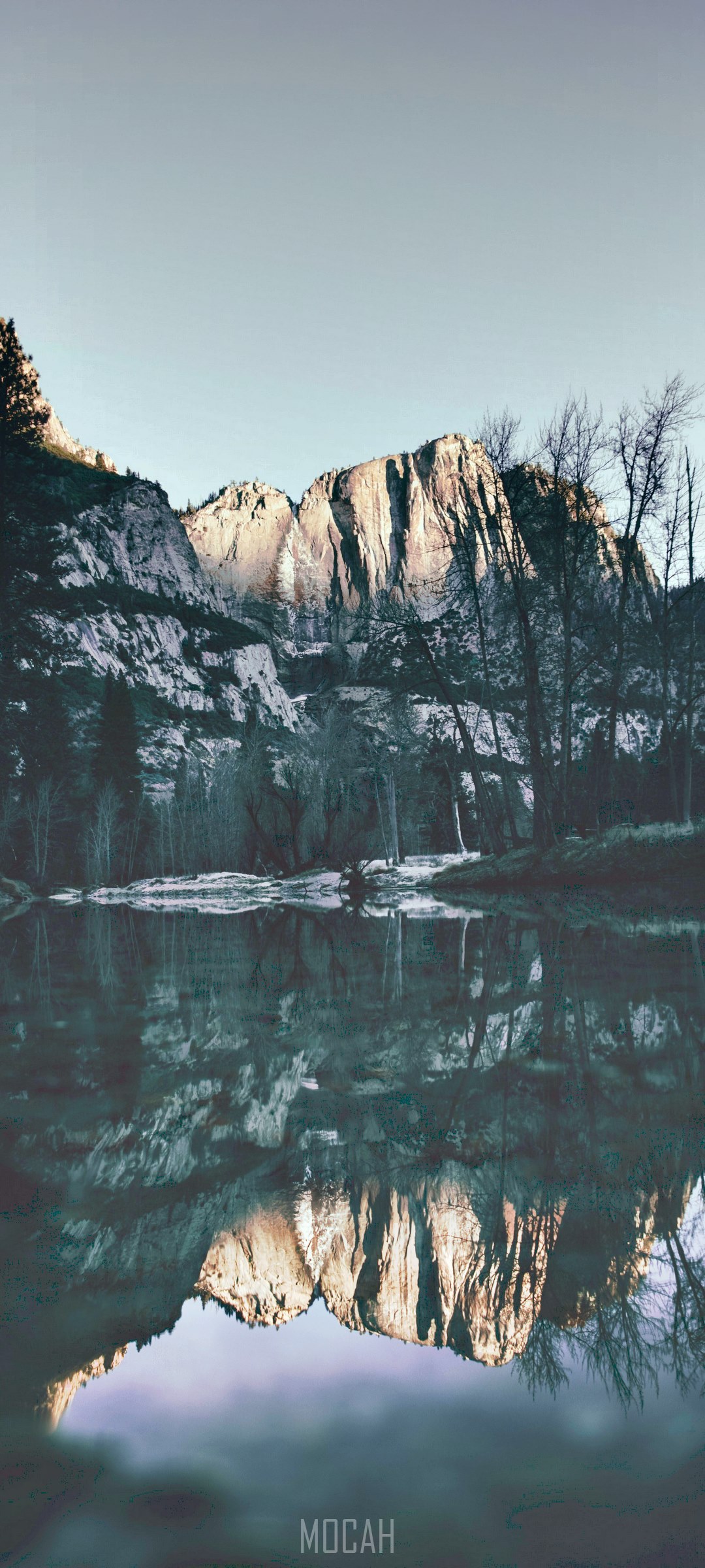 Mountain reflection in lake at sunrise HD Phone Wallpaper