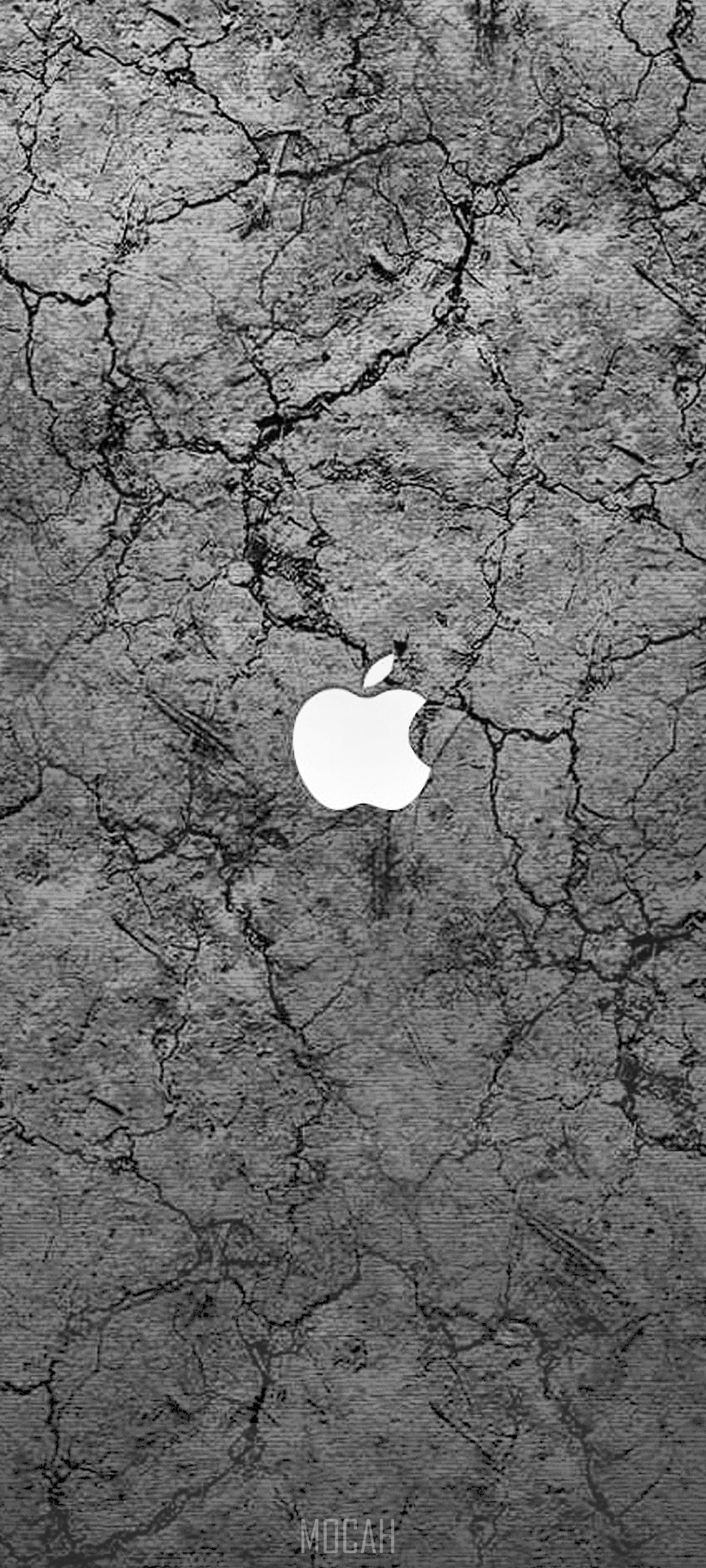 Apple logo on cracked stone texture HD Phone Wallpaper