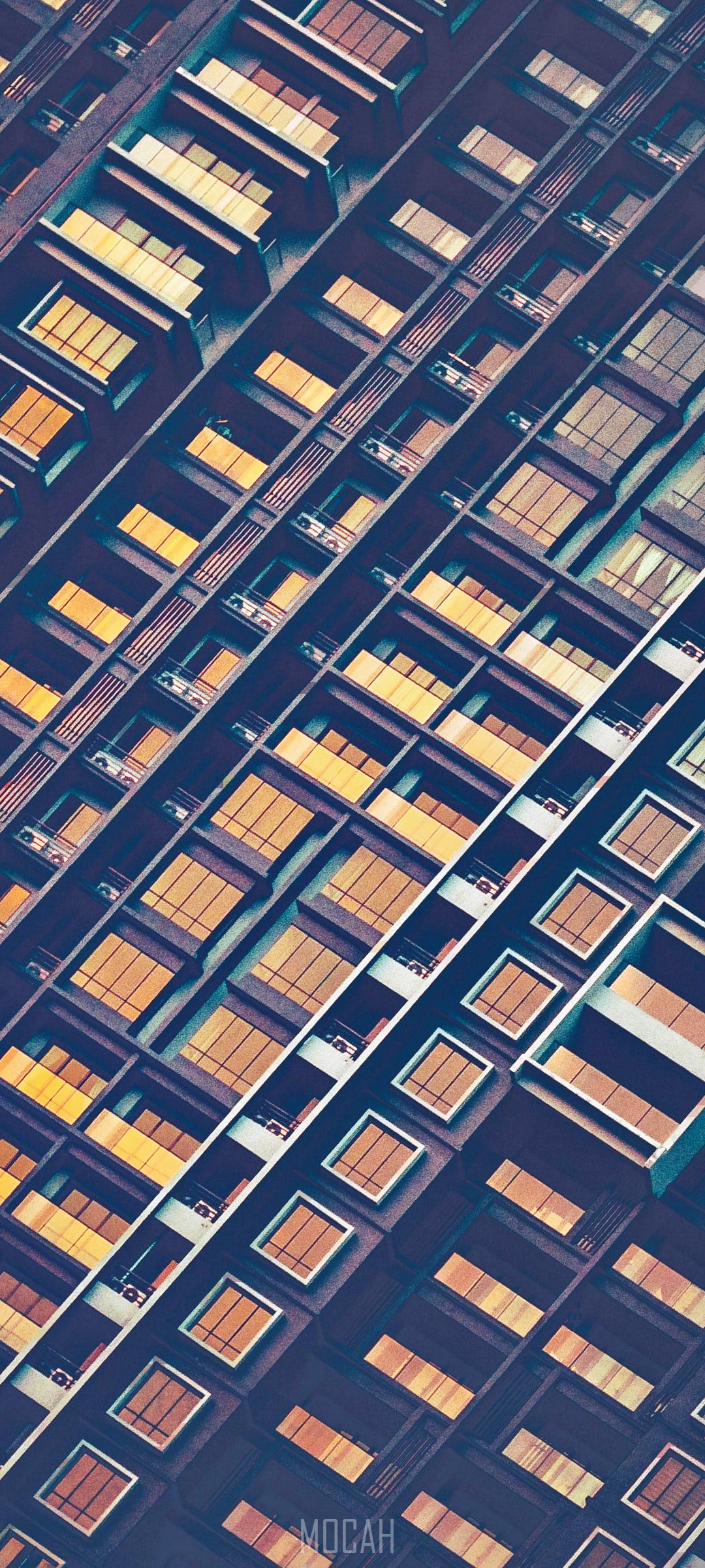 Abstract apartment building facade with windows HD Phone Wallpaper
