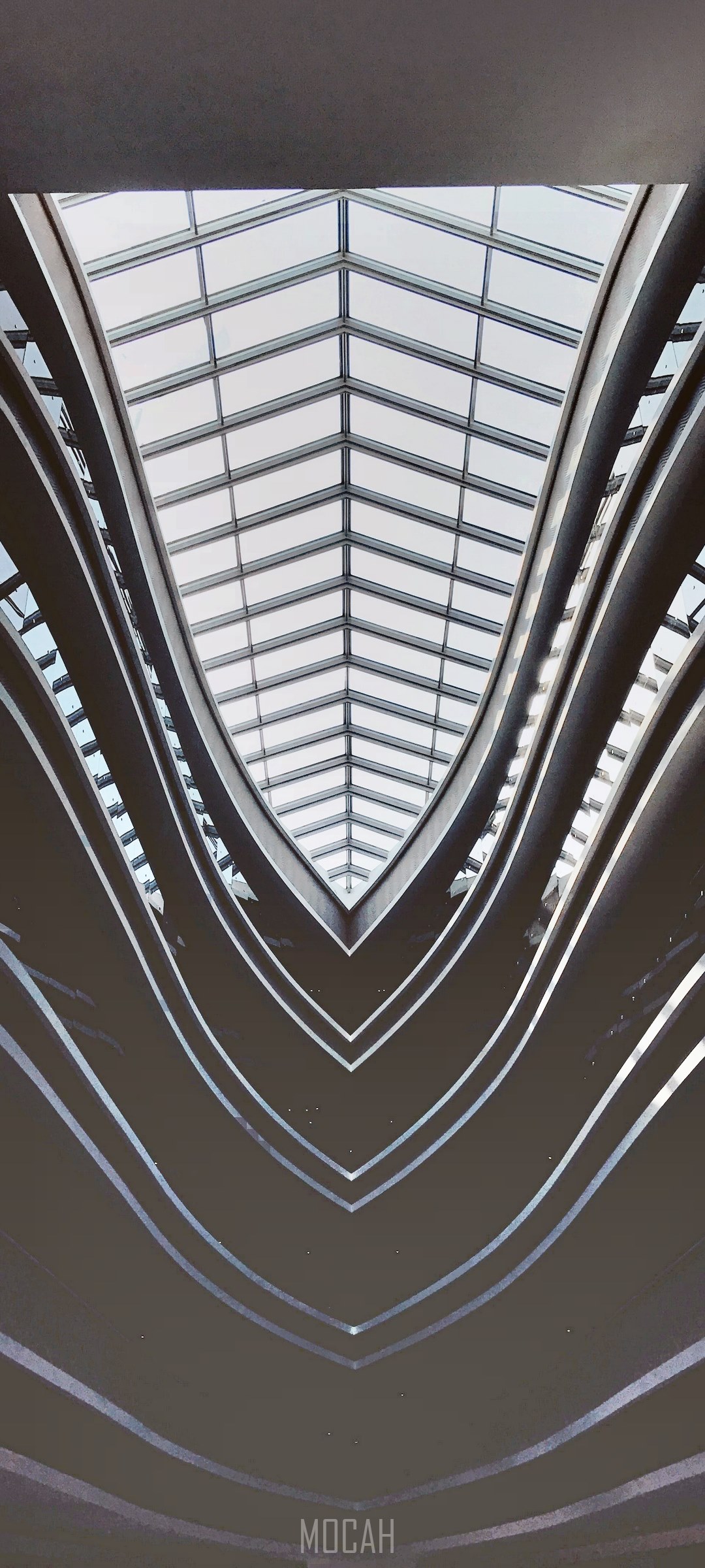 Modern building interior with glass ceiling HD Phone Wallpaper