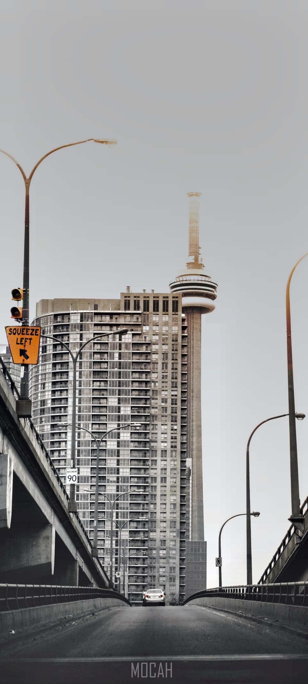 CN Tower and skyscraper viewed from a bridge HD Phone Wallpaper