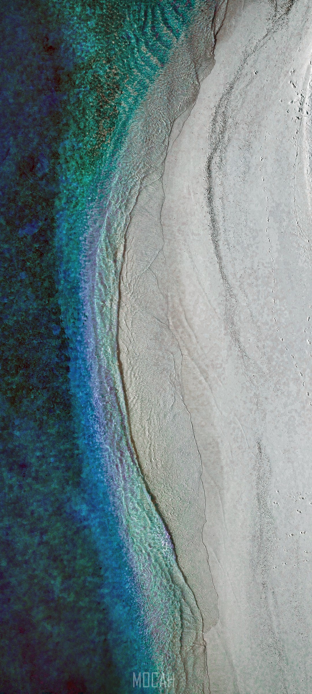 Aerial View of Turquoise Beach Shoreline HD Phone Wallpaper