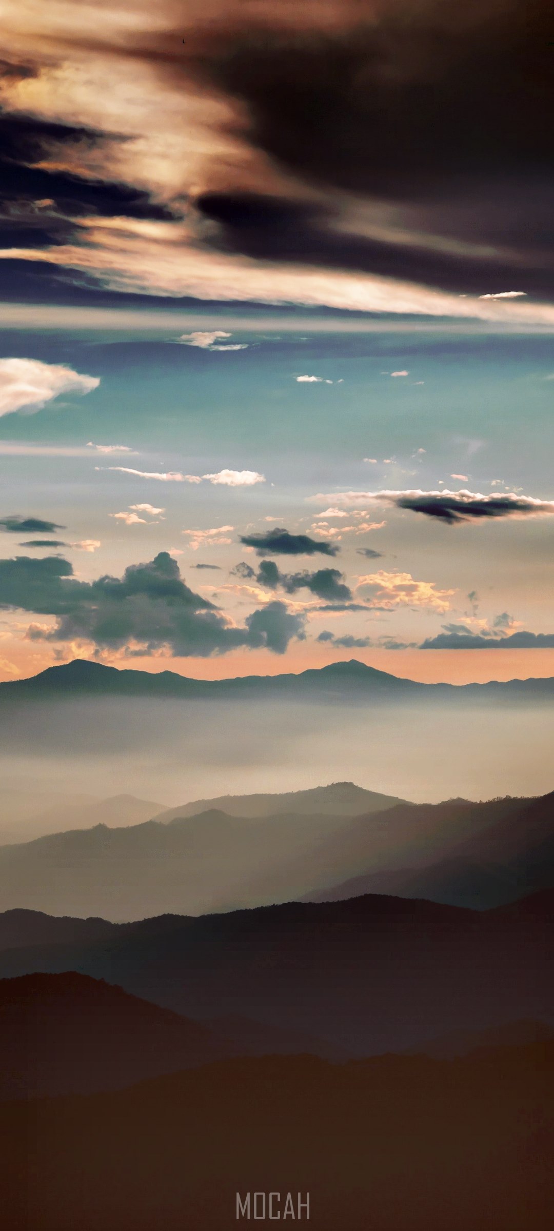 Mountain range at sunset with clouds HD Phone Wallpaper