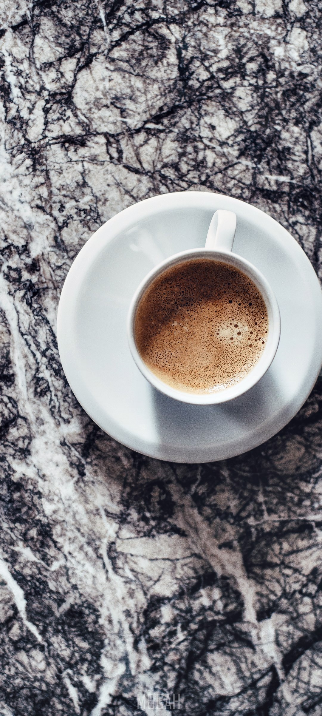 Coffee cup and saucer on marble HD Phone Wallpaper