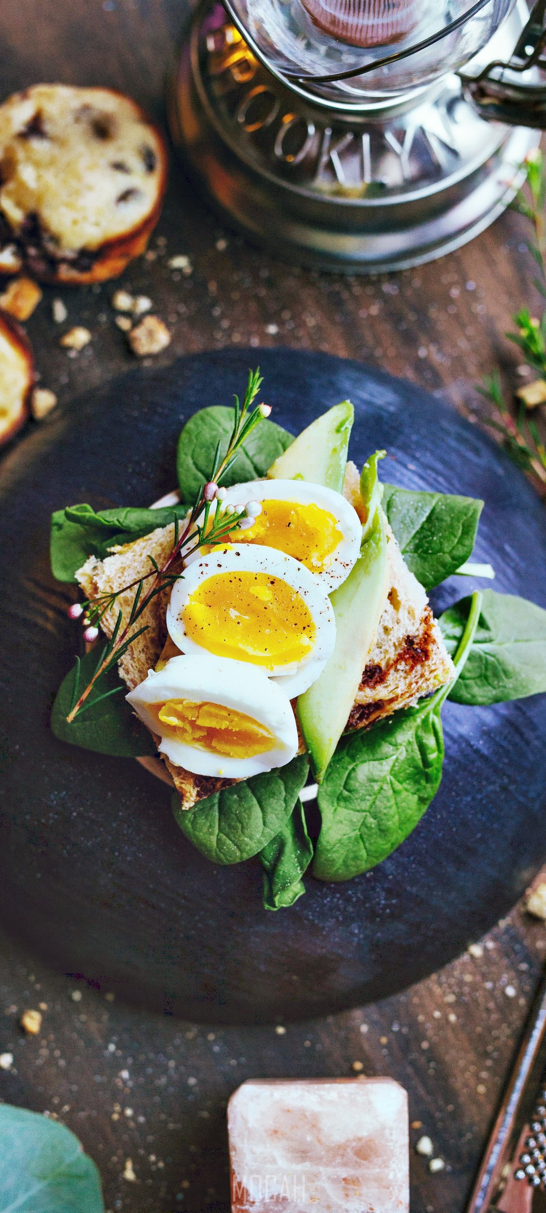 Avocado and Egg Toast with Spinach and Herbs HD Phone Wallpaper