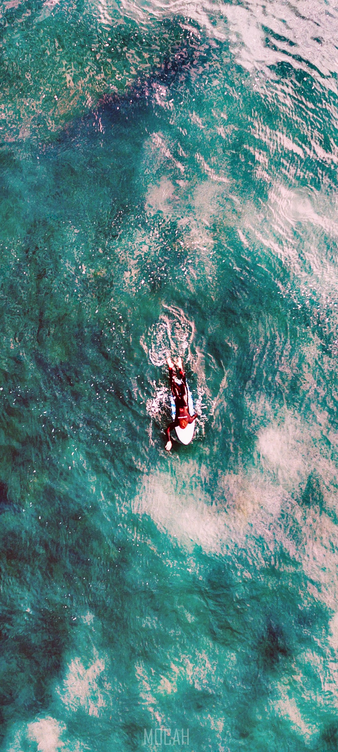 Surfer on a surfboard in the ocean HD Phone Wallpaper