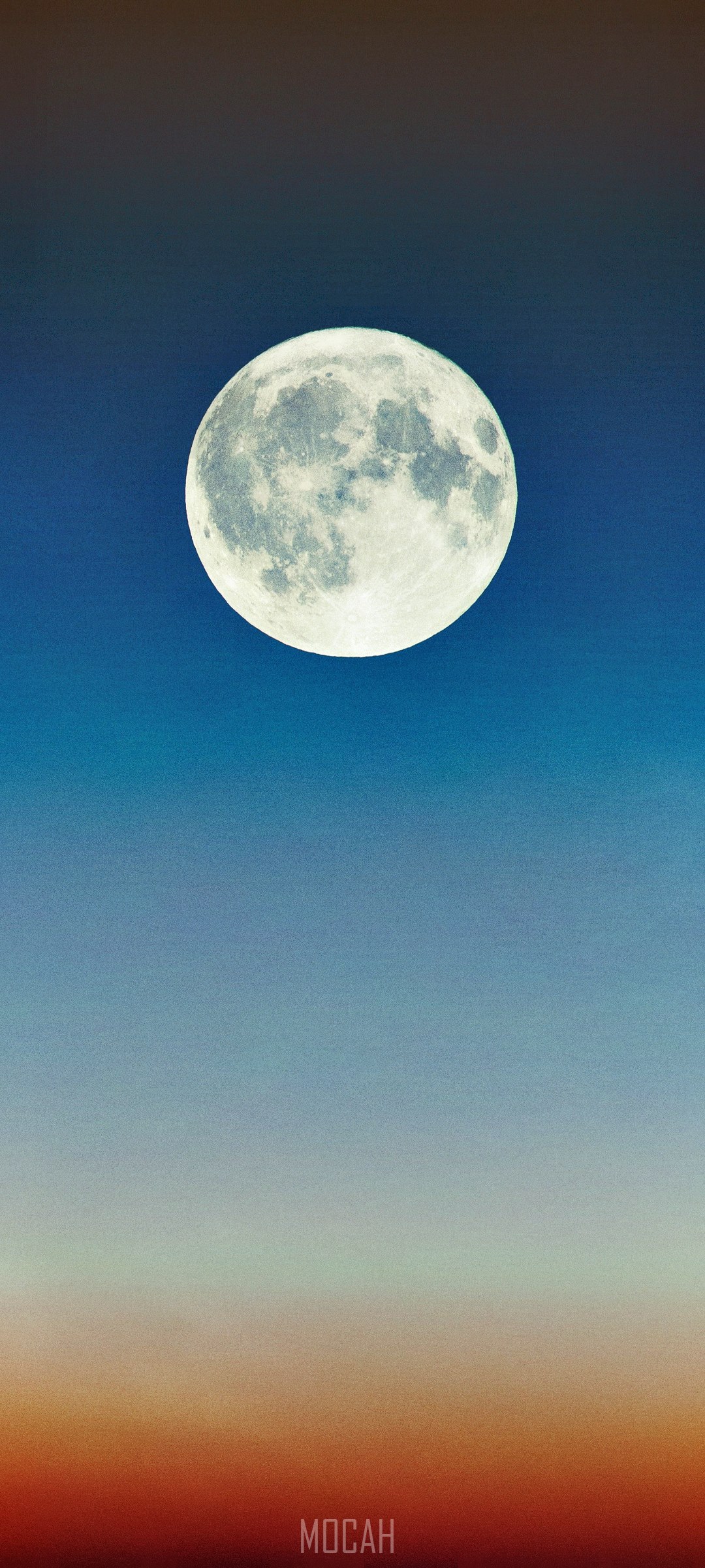 Full moon over a gradient sky with sunset colors HD Phone Wallpaper