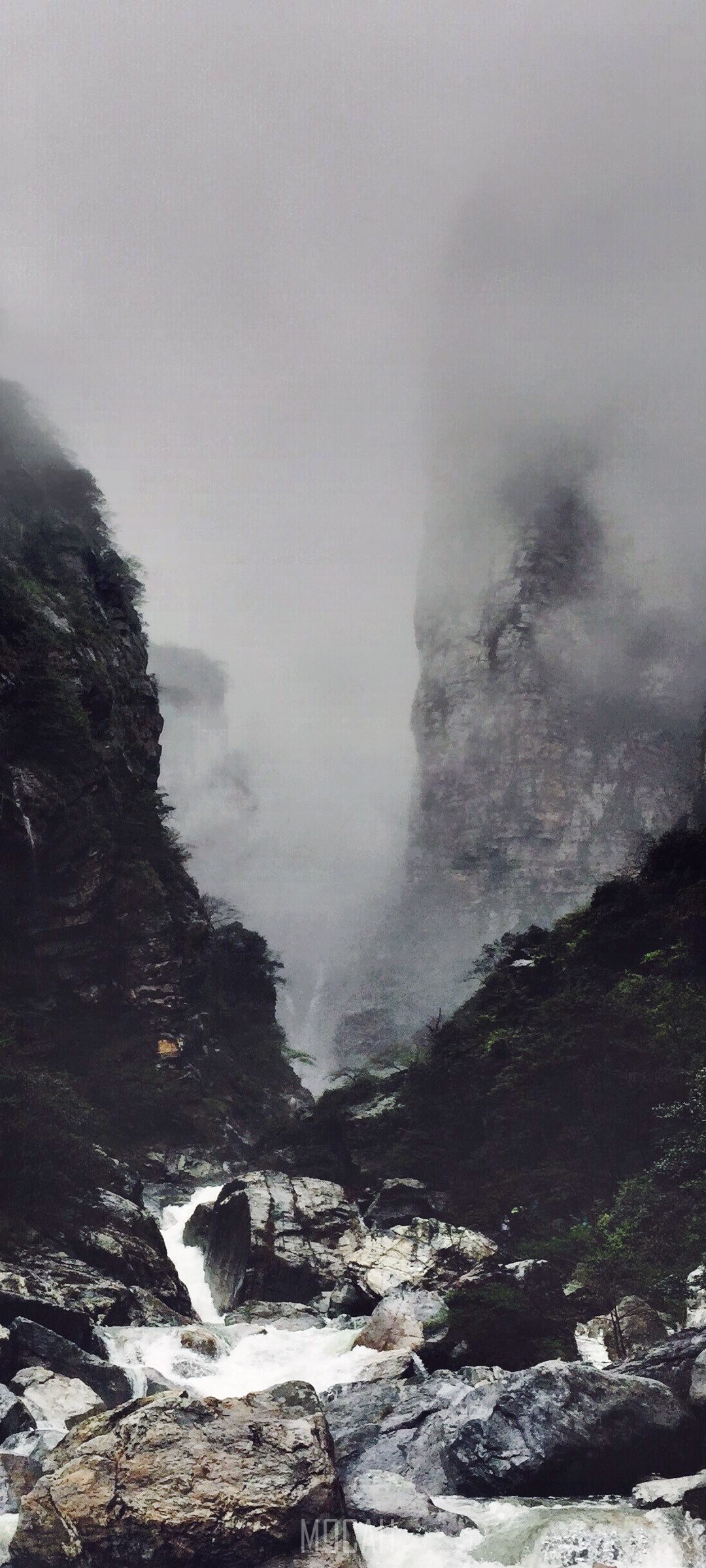 Misty River Valley Between Steep Mountains HD Phone Wallpaper