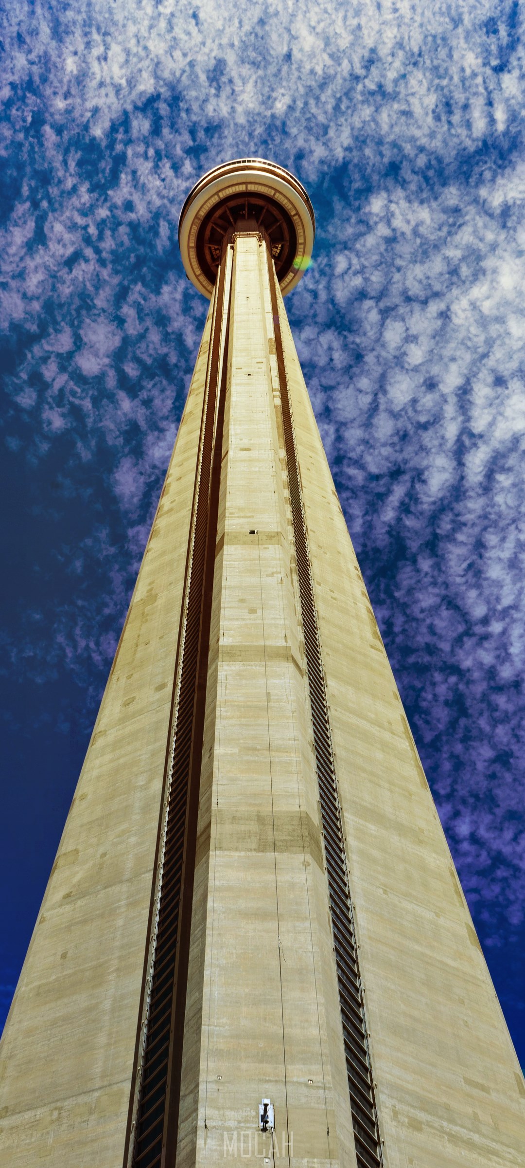 CN Tower against a cloudy blue sky HD Phone Wallpaper