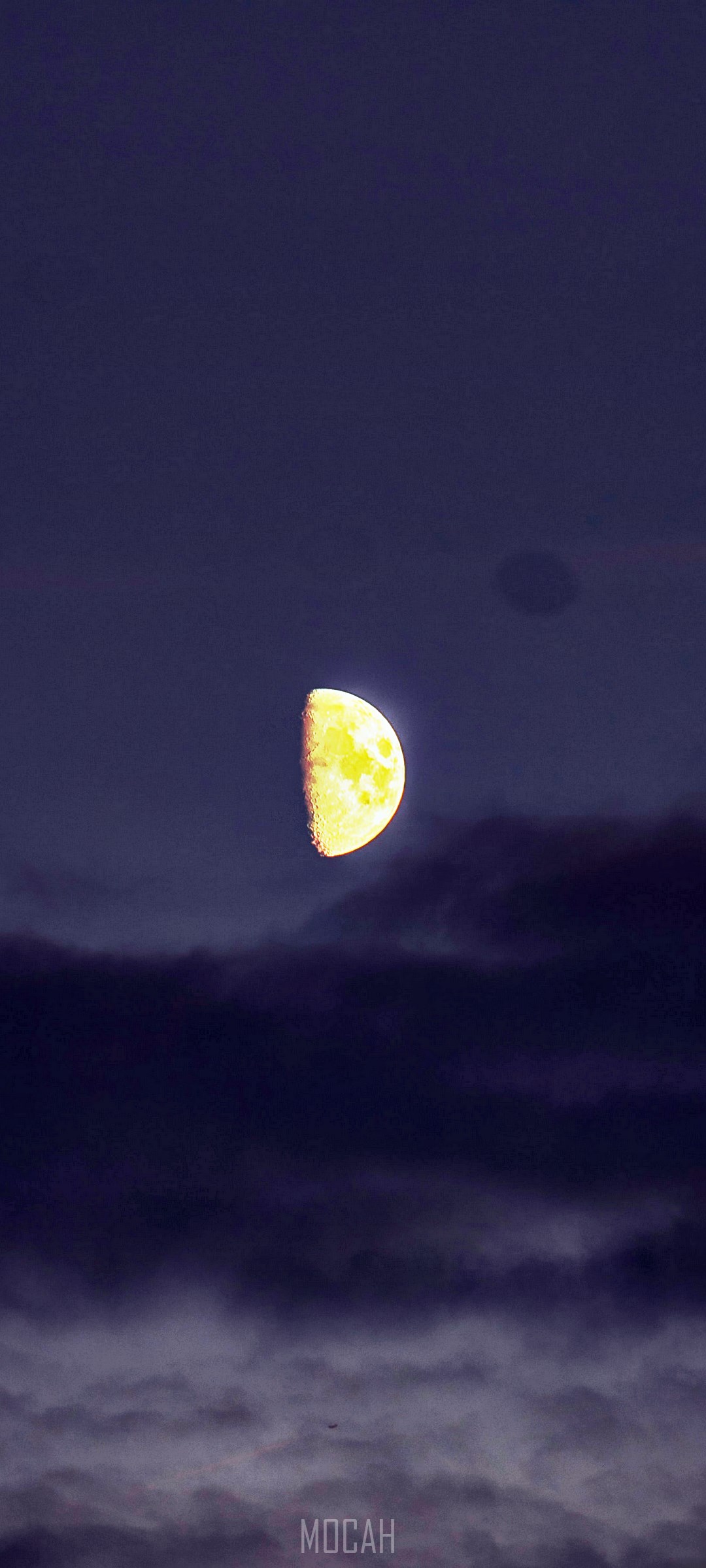 Half moon in the night sky with clouds HD Phone Wallpaper