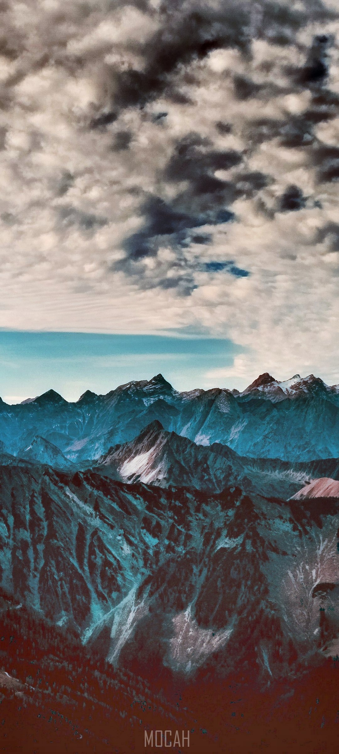 Mountain range under cloudy sky HD Phone Wallpaper