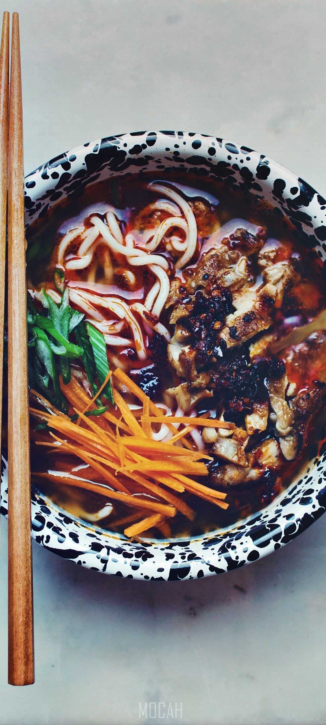 Bowl of noodles with chopsticks HD Phone Wallpaper
