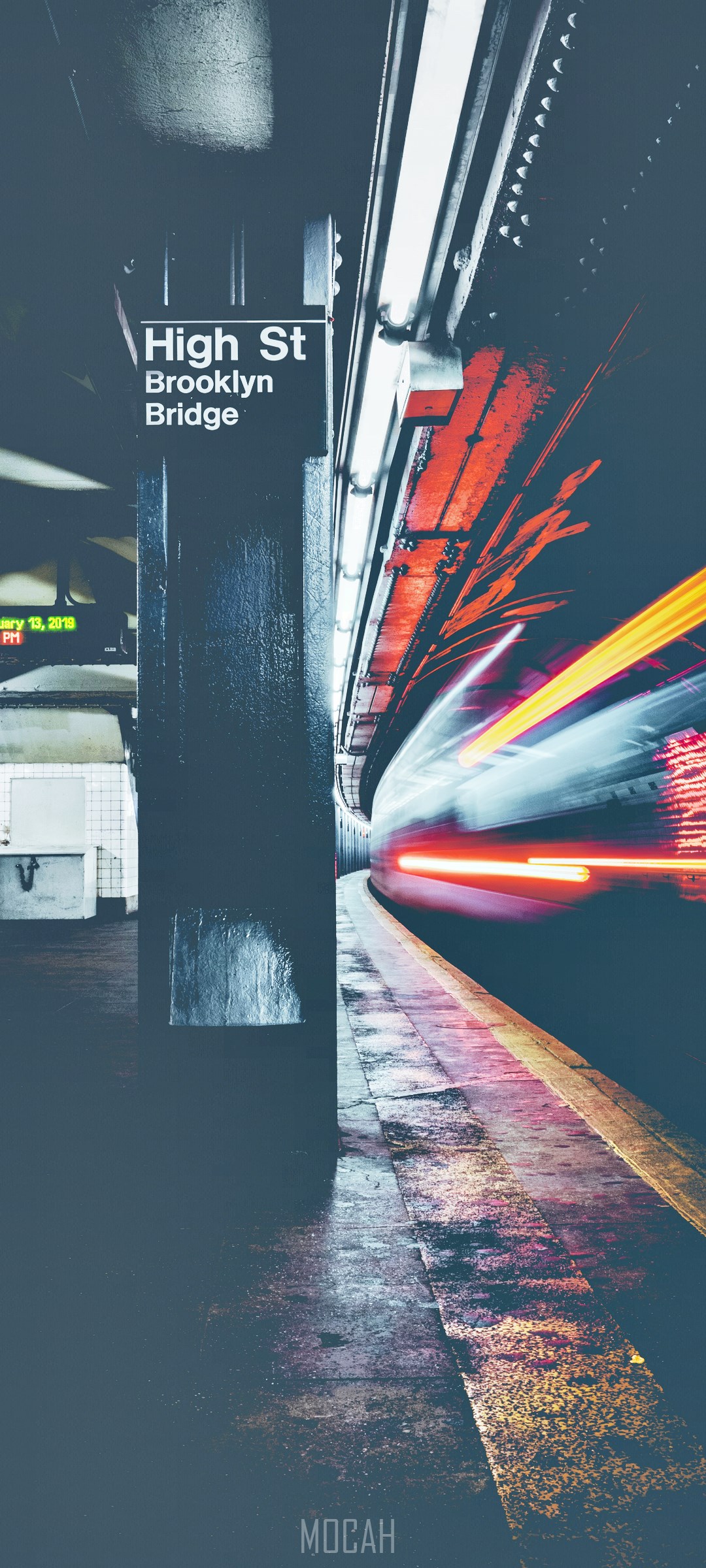 High St Brooklyn Bridge Subway Station Train Motion Blur HD Phone Wallpaper