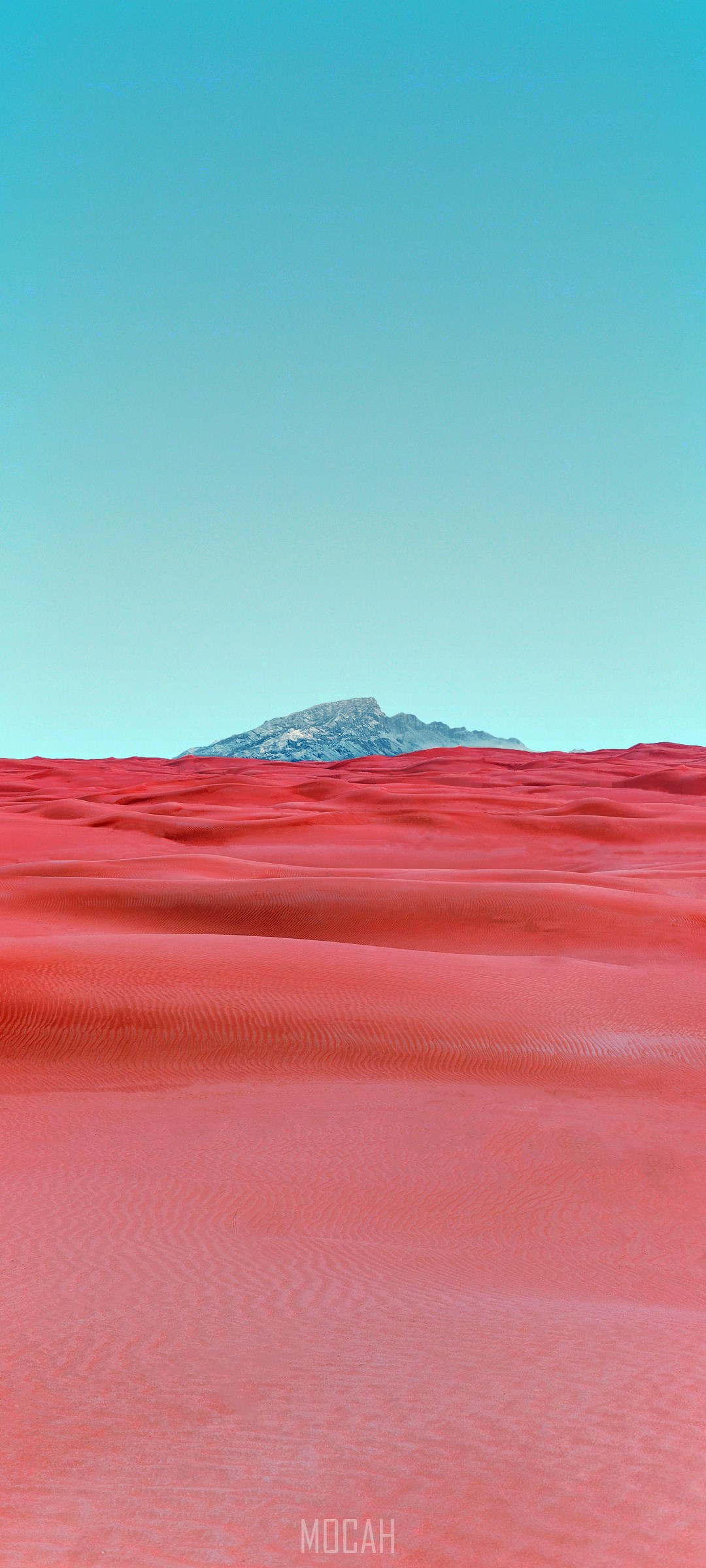 Red sand dunes with a mountain under a blue sky HD Phone Wallpaper