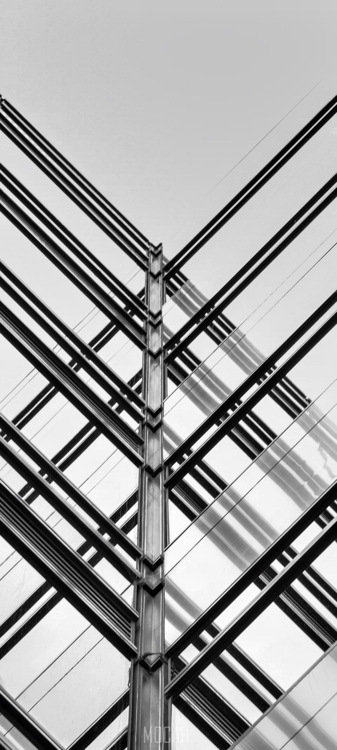 Modern Architecture with Geometric Steel and Glass Facade HD Phone Wallpaper