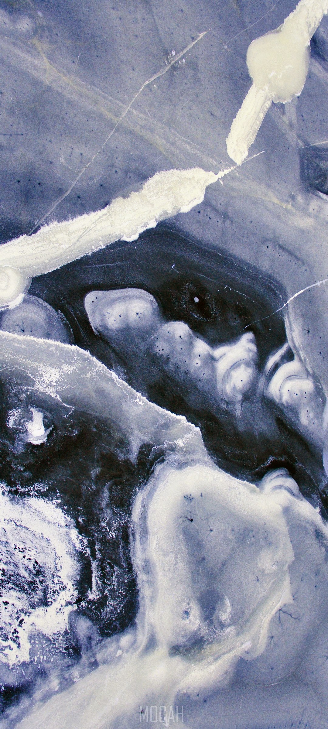 Abstract ice patterns with blue and white tones HD Phone Wallpaper