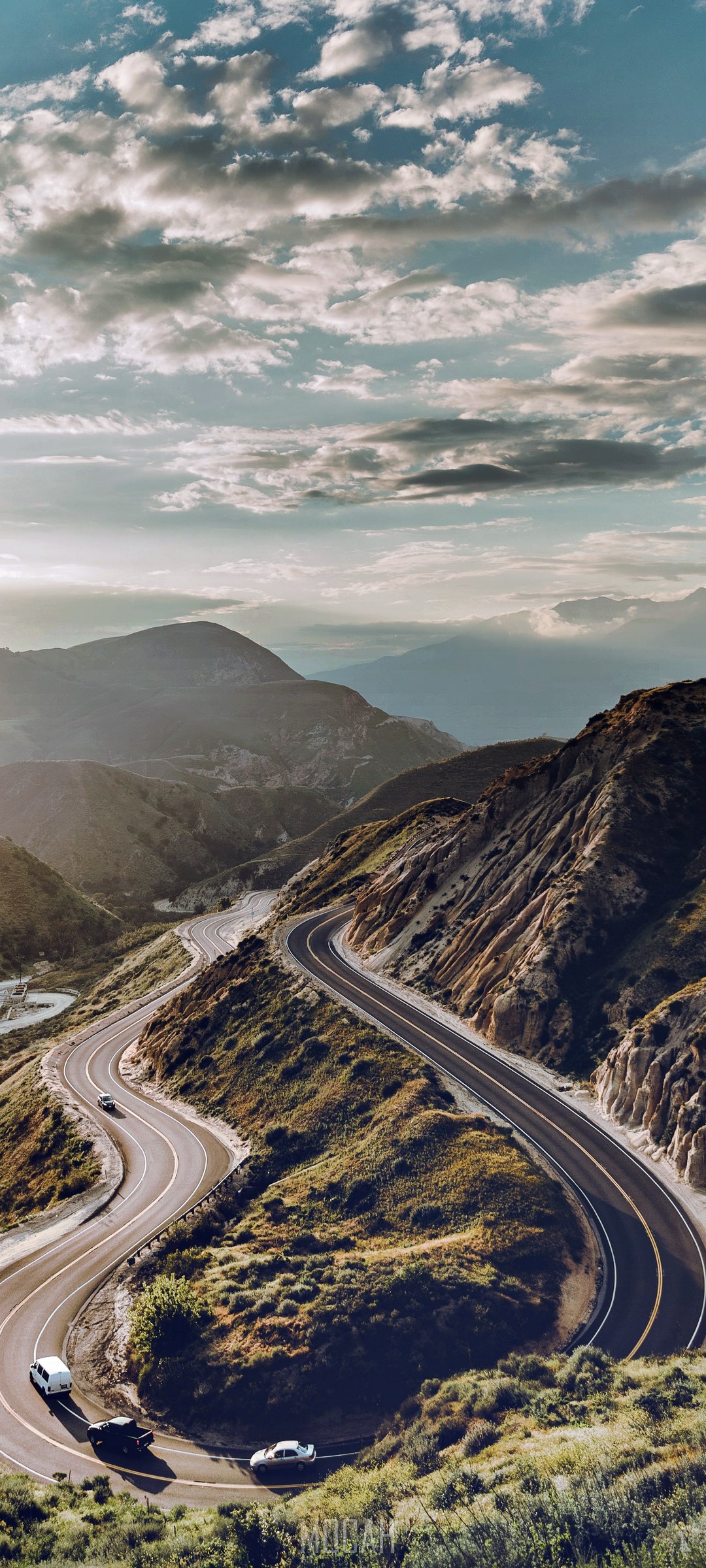 Sunset at Grimes Canyon road with cars HD Phone Wallpaper