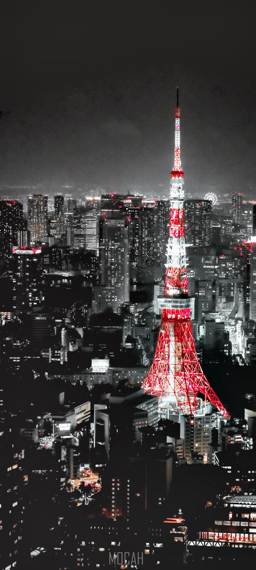 Tokyo Tower illuminated at night with cityscape HD Phone Wallpaper