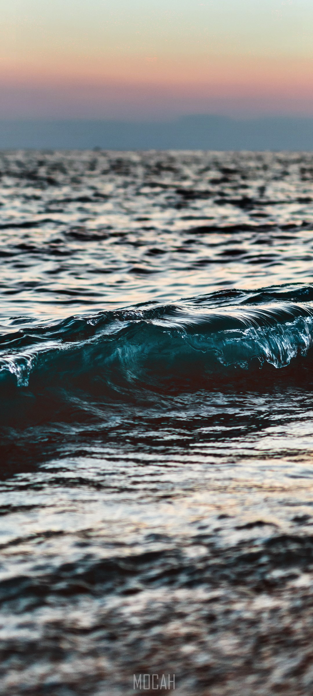 Wave crashing in the ocean at sunset HD Phone Wallpaper