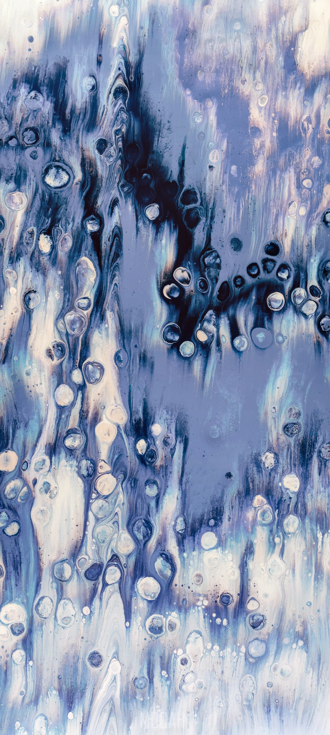 Abstract blue and white fluid art painting HD Phone Wallpaper