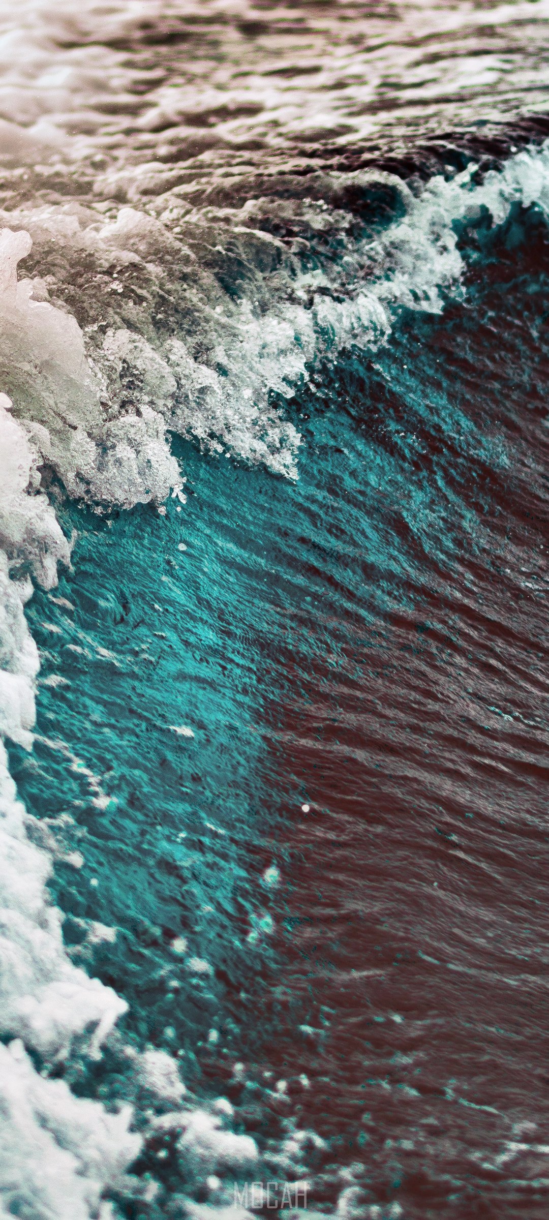 Close-up of a breaking ocean wave with foam HD Phone Wallpaper