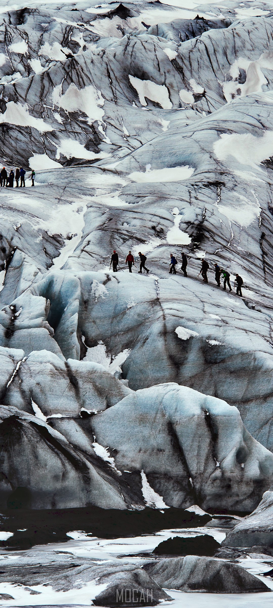 People hiking on a glacier in Iceland HD Phone Wallpaper