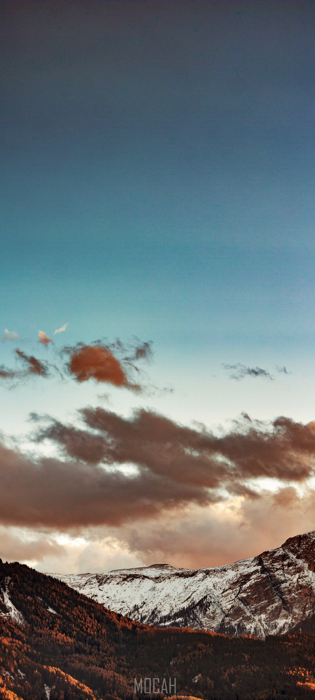 Snow-capped mountains and clouds at sunset HD Phone Wallpaper