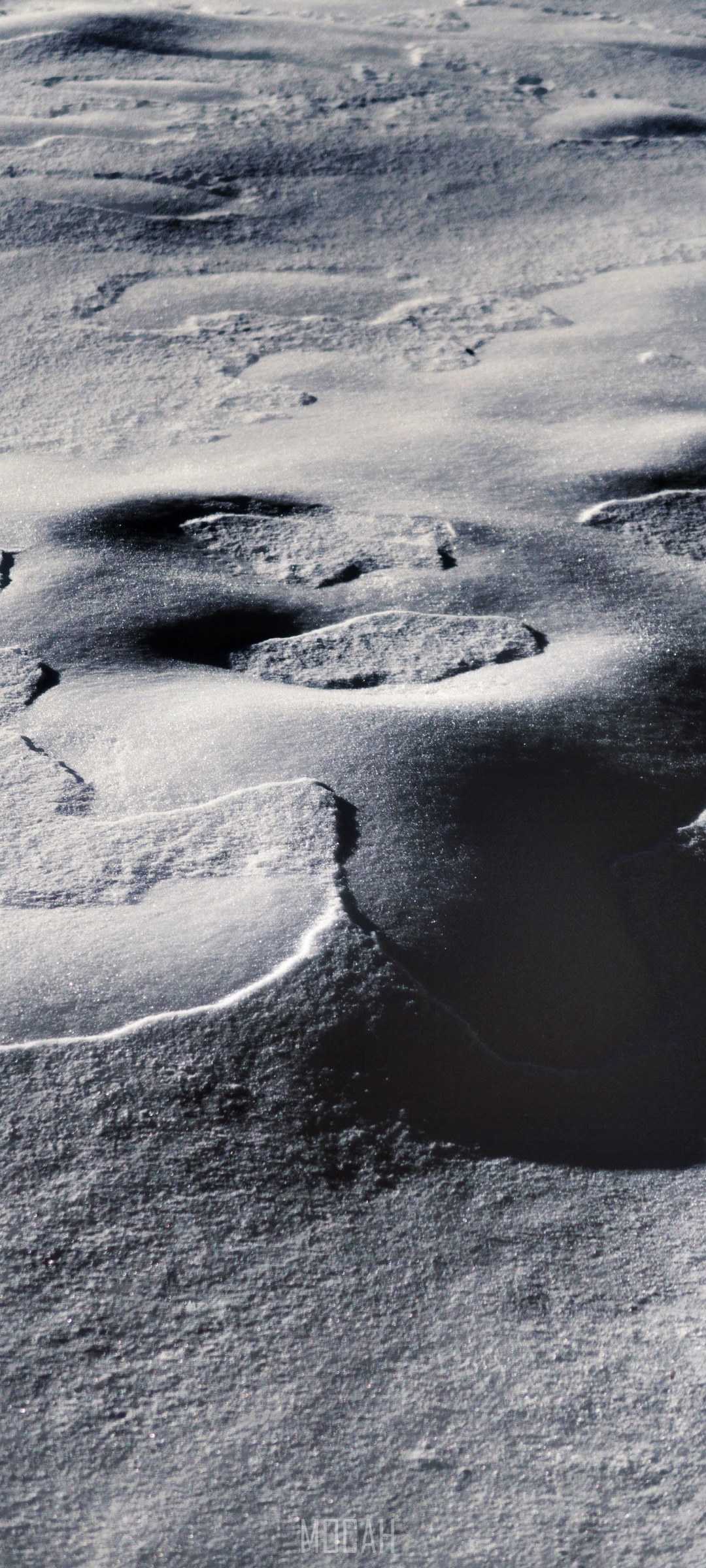Snowy terrain with shadows and light HD Phone Wallpaper