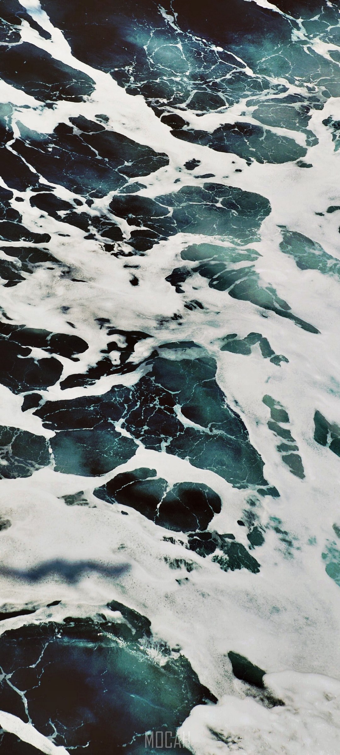 Ocean foam and dark water from above HD Phone Wallpaper
