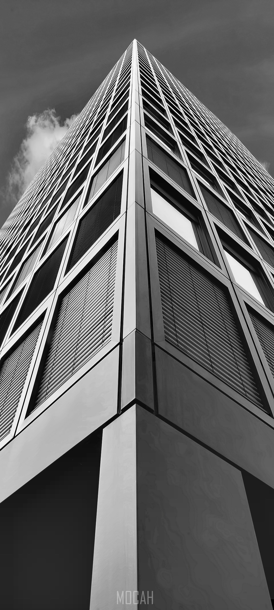Modern skyscraper architecture in black and white HD Phone Wallpaper