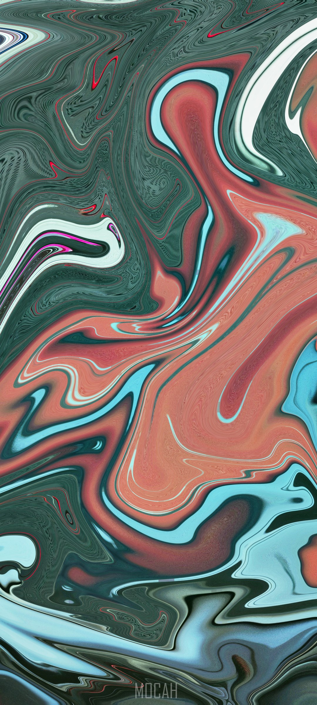 Abstract Marbling Art with Red, Blue, and Green Tones HD Phone Wallpaper